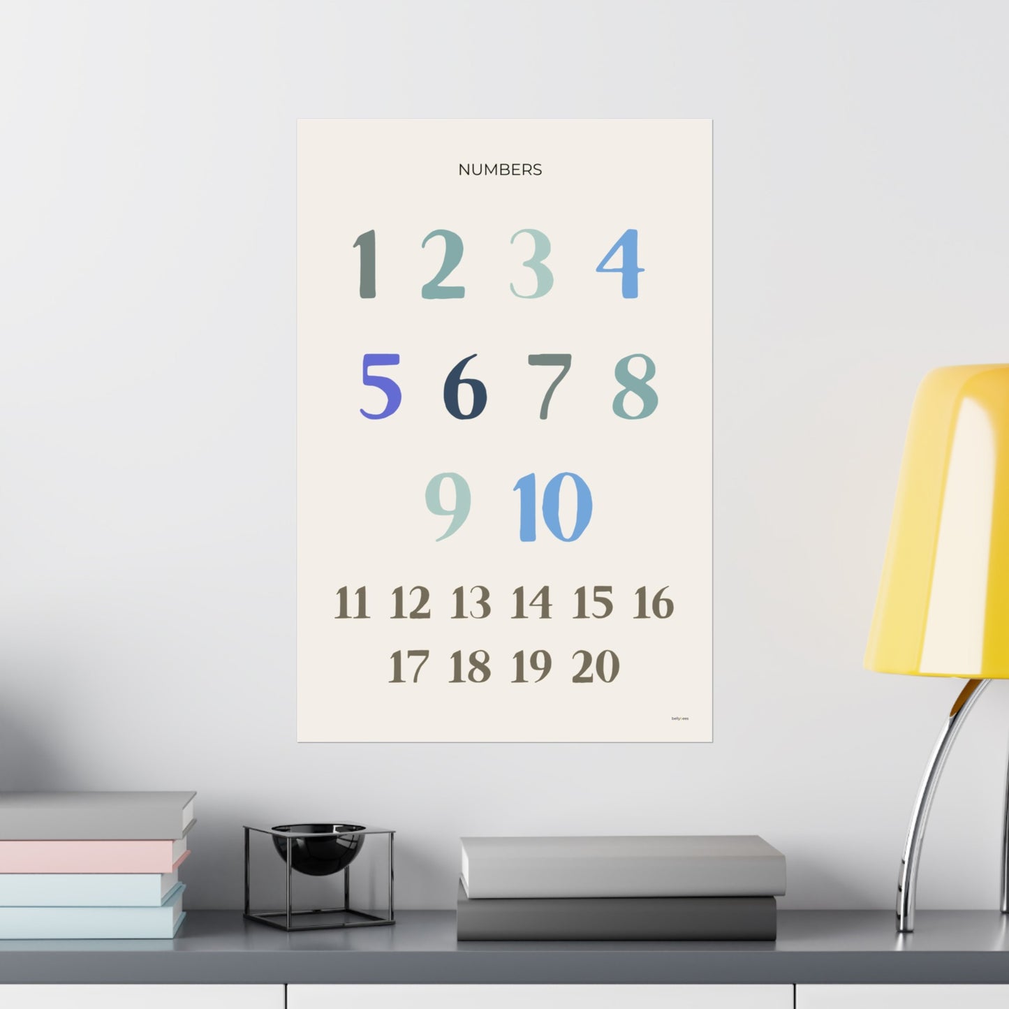 Blue Green Number Poster - PRINTED