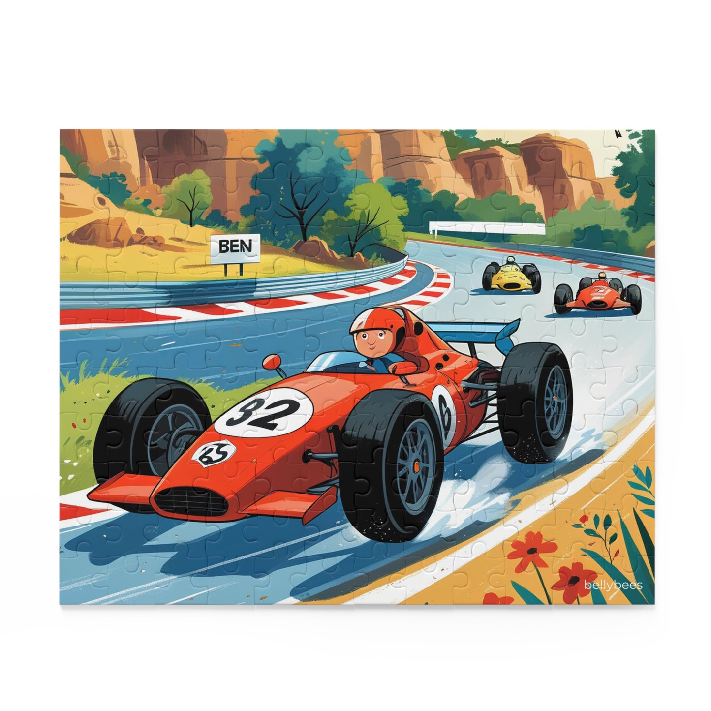 Car Race Jigsaw Puzzle for kids with 120 pieces