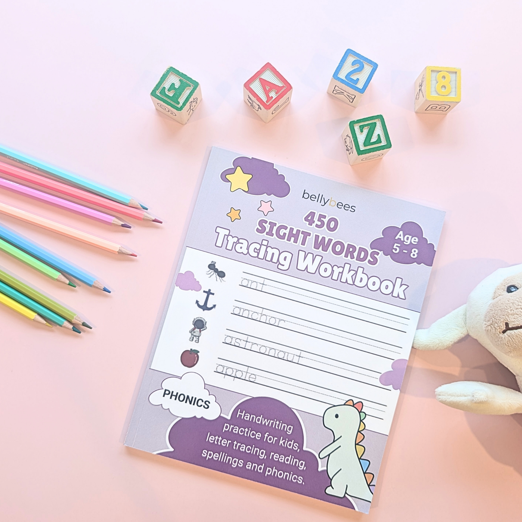 450 Sight Words Tracing Workbook, handwriting practice for kids