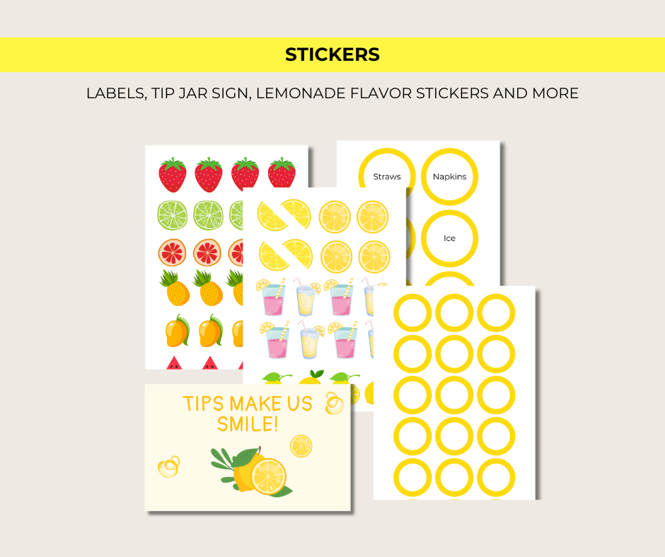 Lemonade Stand Play Kit  I Printable kids Pretend Play - DIGITAL DOWNLOAD