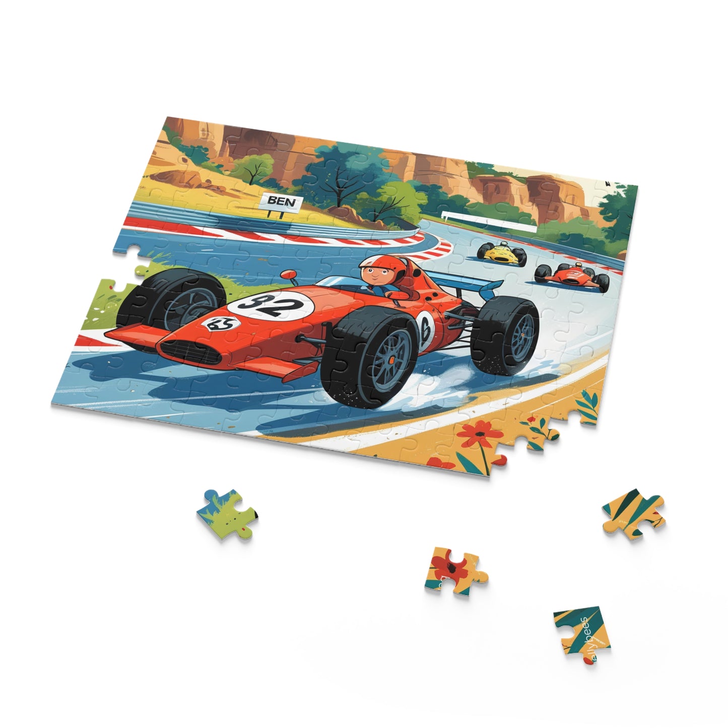 Car Race Jigsaw Puzzle for kids with 120 pieces