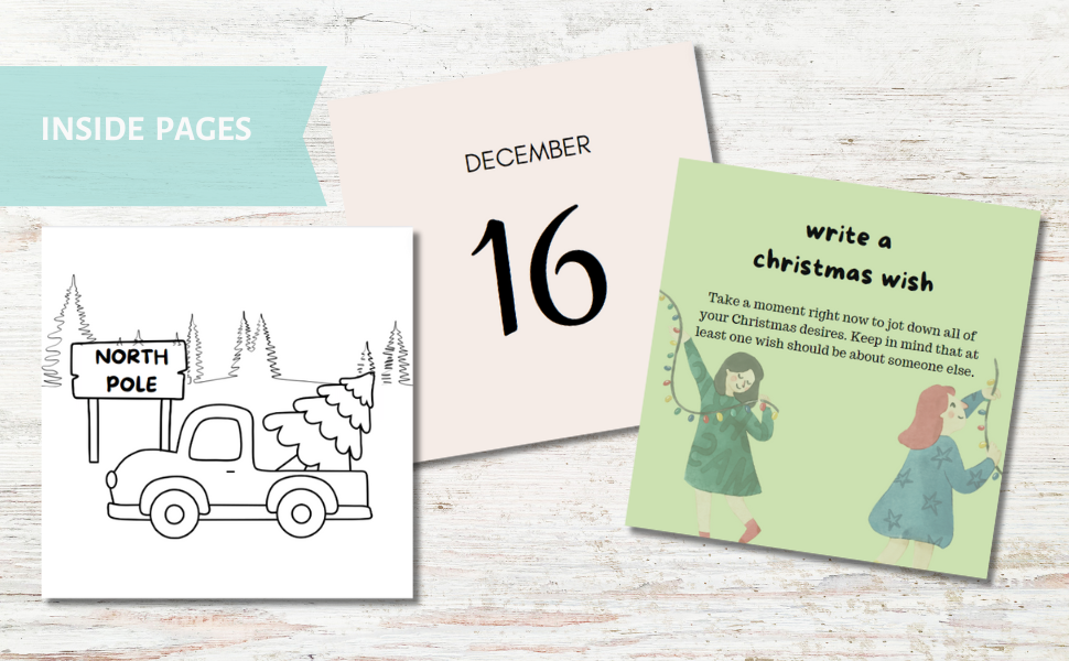 Christmas Advent Calendar Coloring Book inside pages