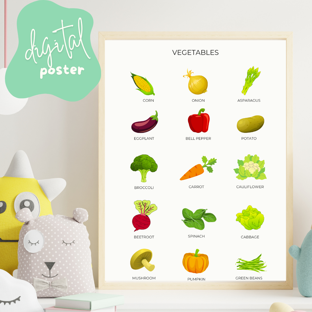 Basic Vegetable Poster, Digital Download