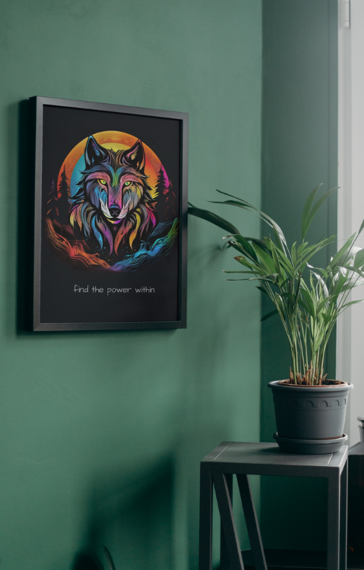 Neon Color Wolf digital poster