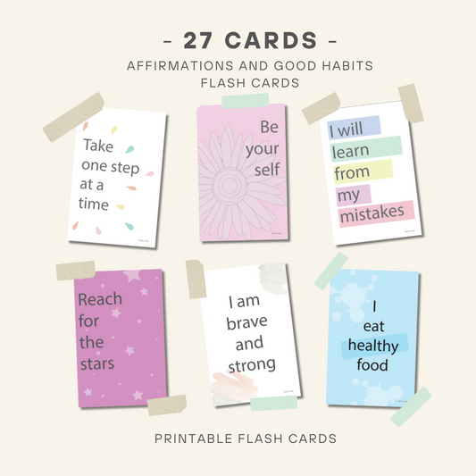 Affirmations and good habits Flash Cards, DIGITAL DOWNLOAD