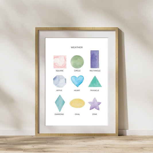 Watercolor Shapes Poster, Digital Download