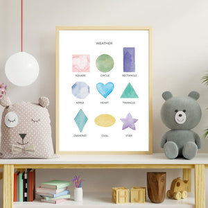 Shapes Learning Poster for Kids Printable Poster DIGITAL DOWNLOAD