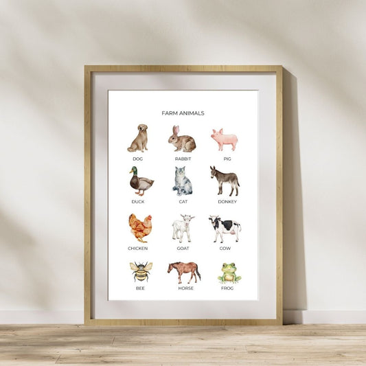 Farm Animals Poster, Digital Download