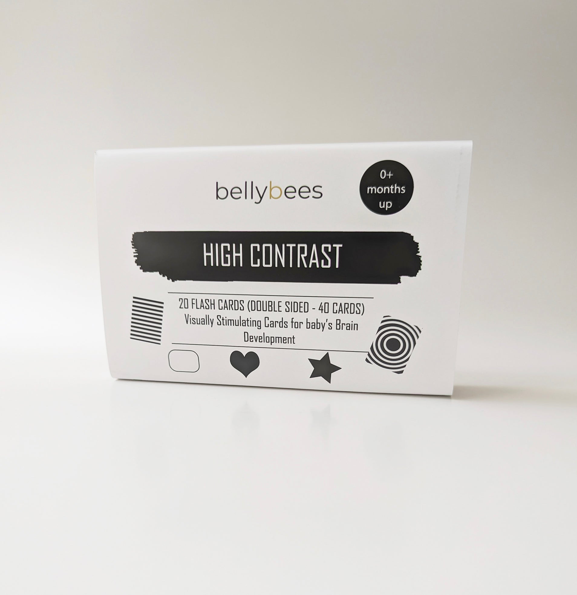 High Contrast flashcards box standing