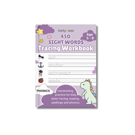 450 Sight Words Tracing Workbook, handwriting practice for kids