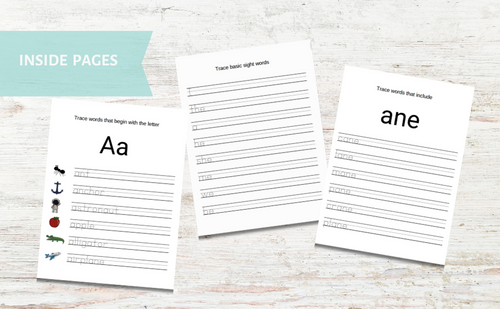 450 Sight Words Tracing Workbook, handwriting practice for kids