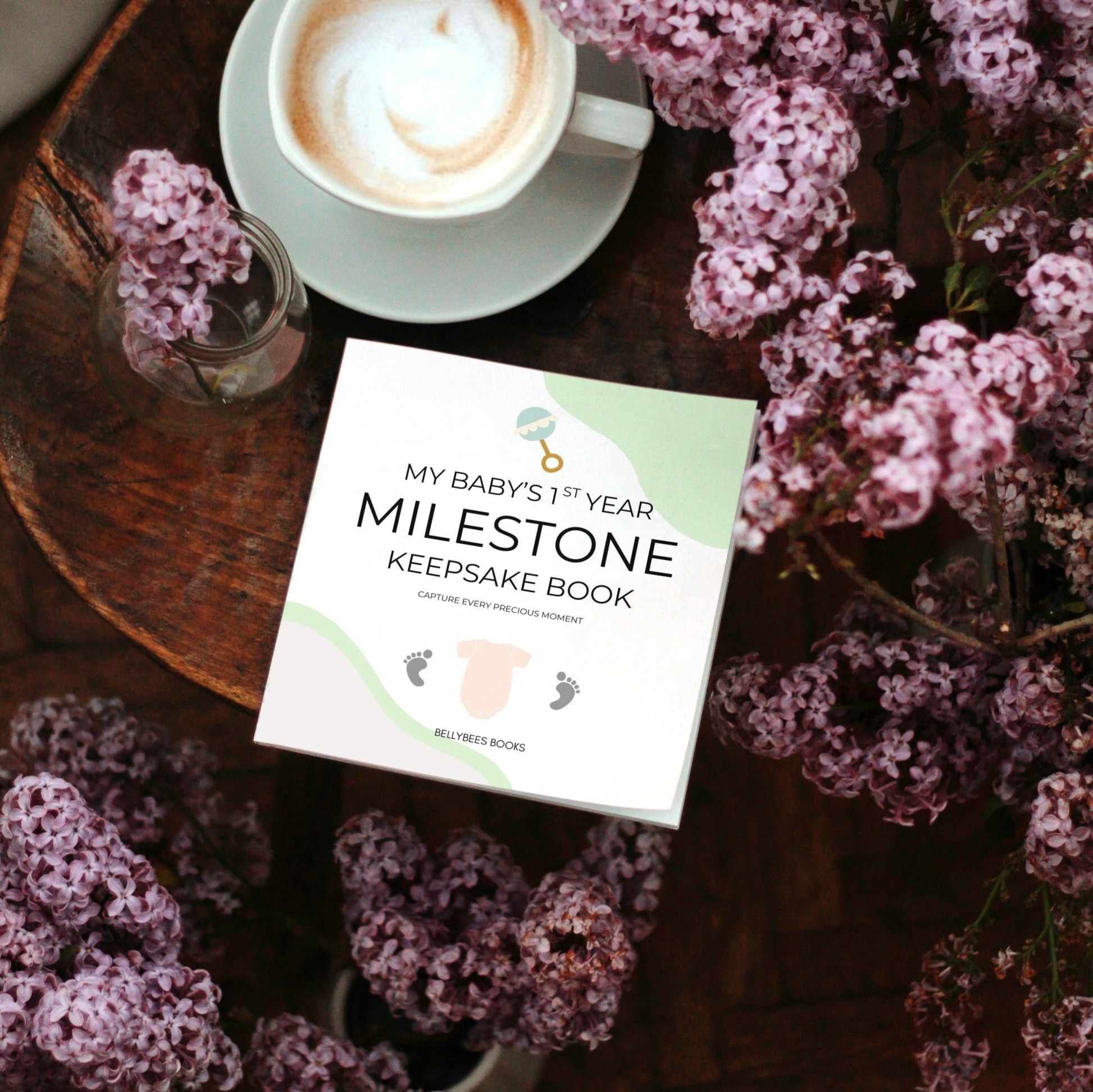 My Baby’s 1st Year Milestone Book book with flowers