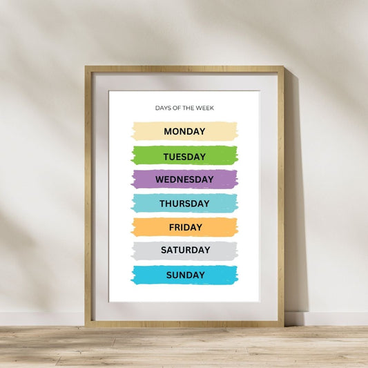 Days of the week 2 Poster, Digital Download