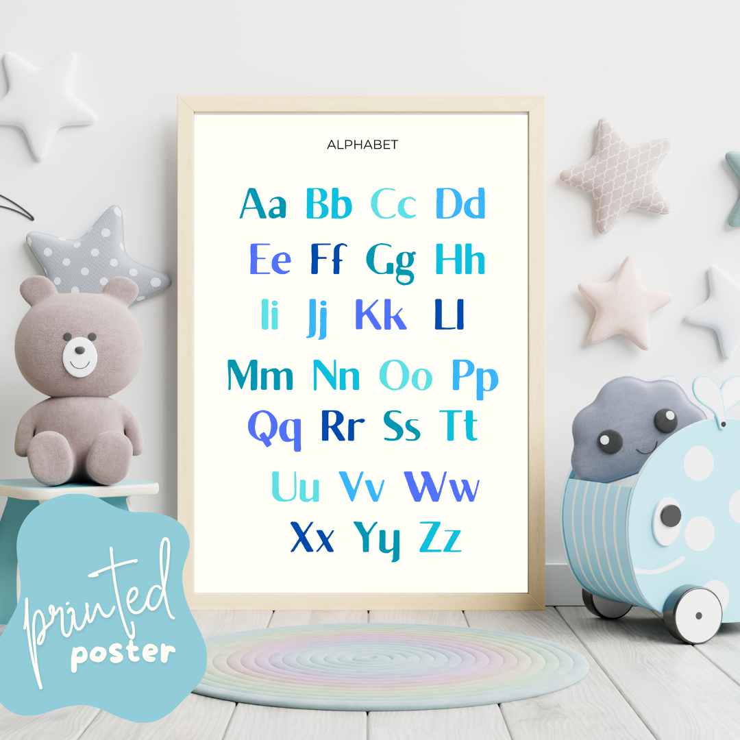 Blue Green ABC Poster - PRINTED