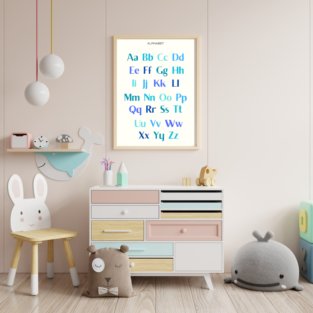 Blue Green ABC Poster - PRINTED