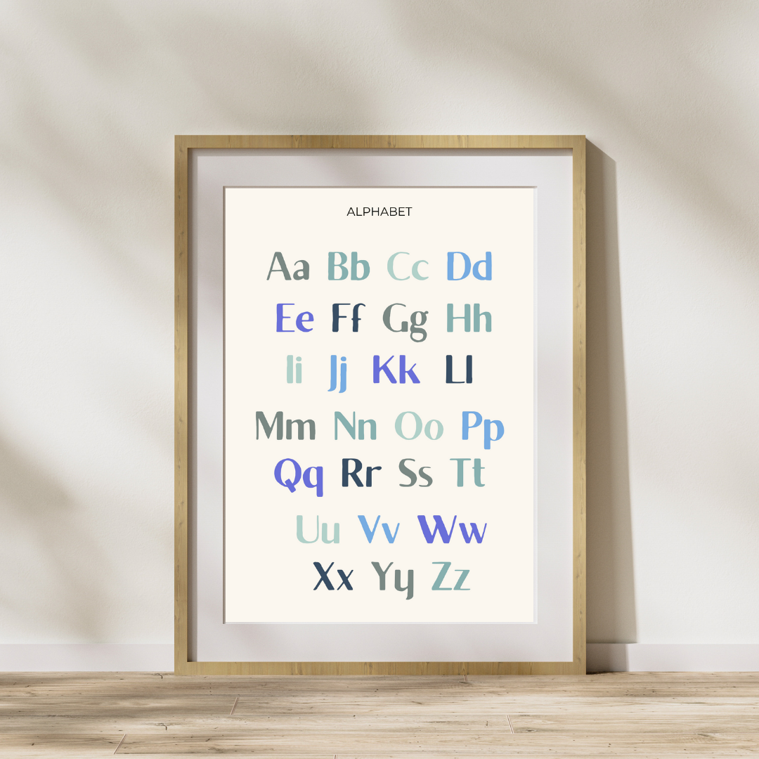 Blue Green ABC Poster, Digital Download